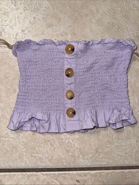 Smocked Lavender Ruffle Tube Top with Button Front
